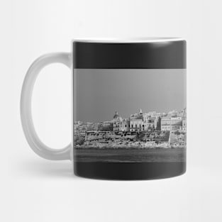 Valetta Panorama over Marsmaxett Harbor, Malta. BW Mug